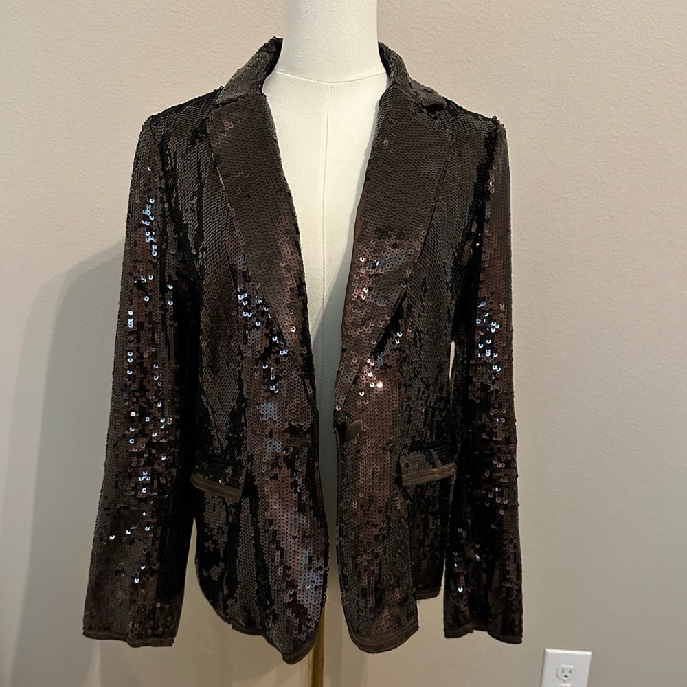 Chico's Brown Sheron Sequin Blazer Jacket~ Size 0